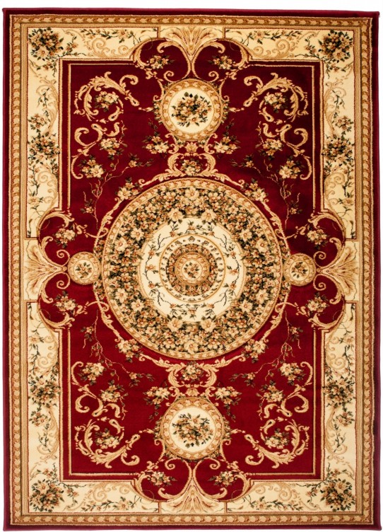 3D Effekt Teppich Klassisch Perser Oriental Ornamente Vielen Größe in Rot Beige